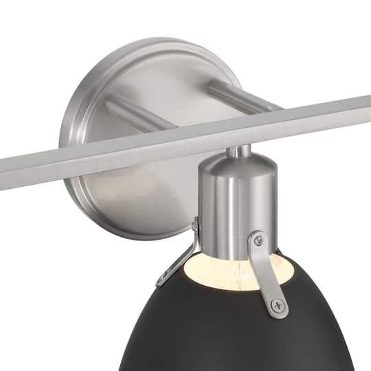 Hello Honey® 24" Cooper Black & Nickel Metal 3-Light Vanity Light with Etched Glass Shades